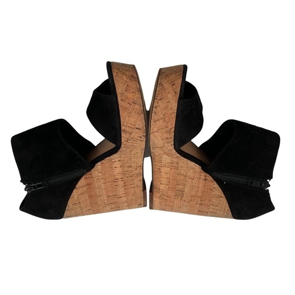 Ava & Aiden Black Suede Dakota Cork Wedge Platform Sandals Size 7 Women’s - Picture 5 of 9
